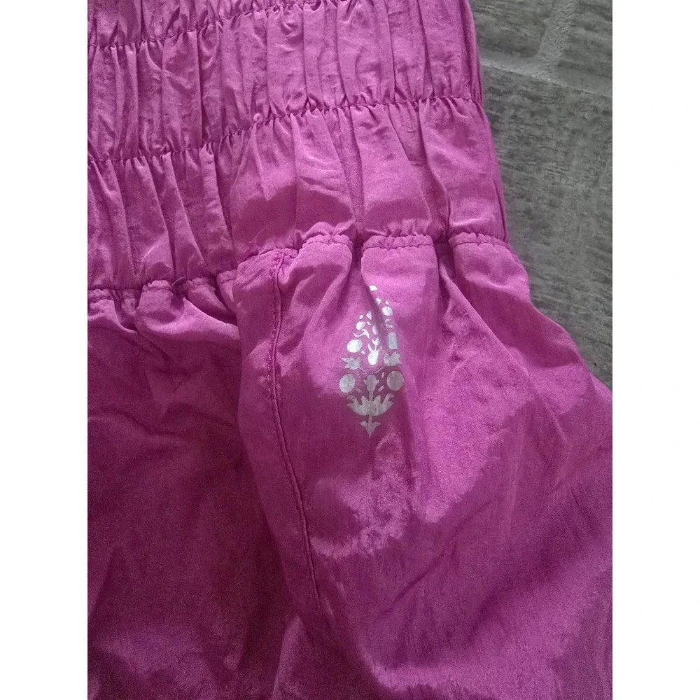 Free People‎ Movement Way Home Shorts Magenta Pink High Rise Smocked Running L